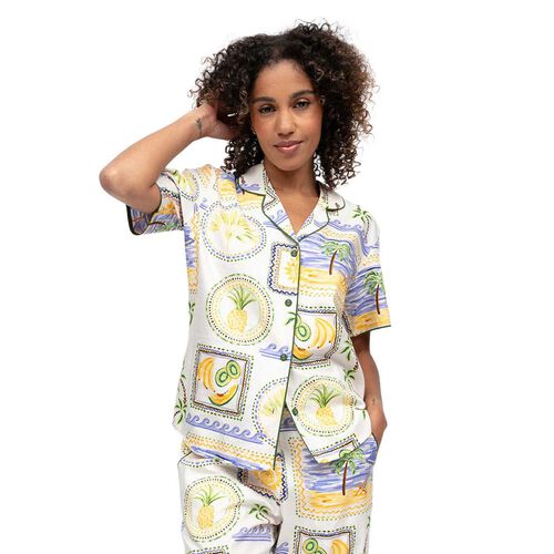 Cyberjammies Cora Green Postcard Print S/Slv Pyjama Top